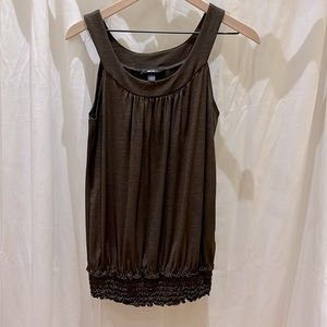 BCX Gold-Brown Halter Sleeveless Smocked Hem Pullover Tank Top Size L
